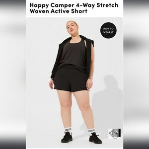 Torrid Size 6x New Happy Camper Stretch Woven Active Shorts in black basic plus